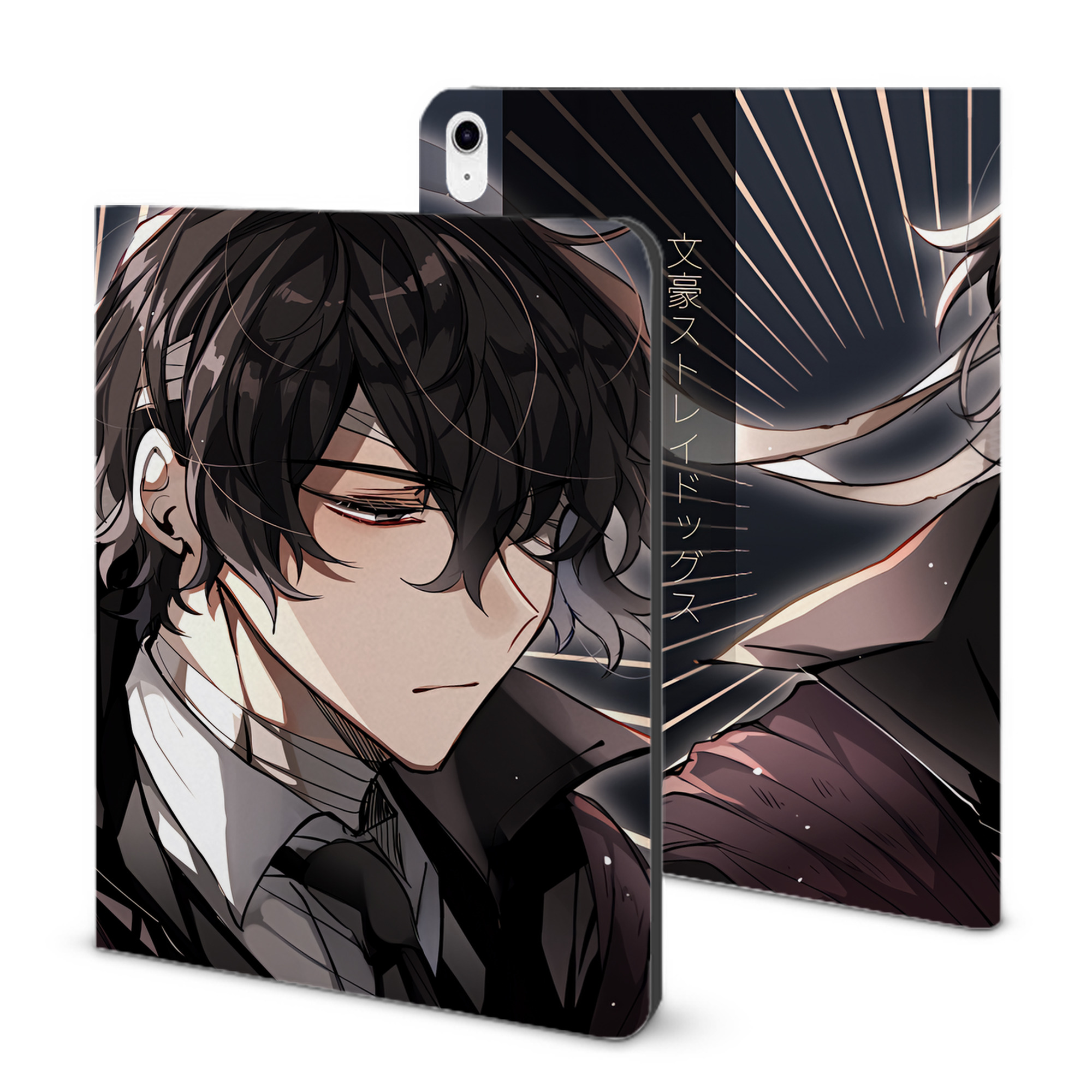 （画像用） 文豪ストレイドッグス Bungo Stray Dogs IPad ケース ブック型 PUレザー TPU 耐衝撃 軽量 薄型 ペン収納なし 全面保護 IPad 各モデル対応